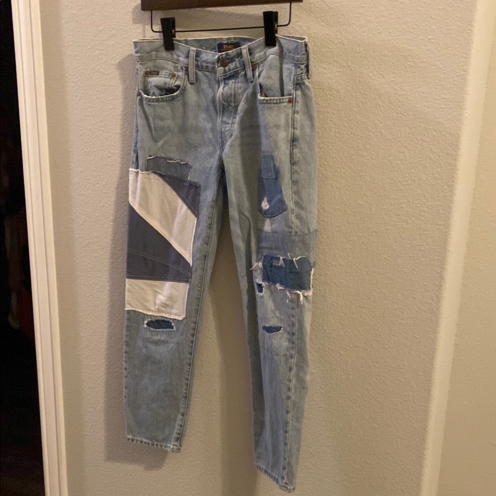 Polo by Ralph Lauren Blue Patchwork Straight Leg Jeans